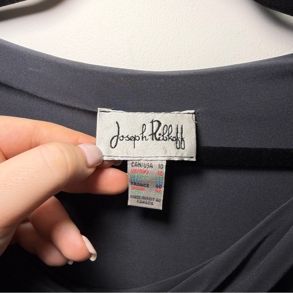 Joseph Ribkoff women’s Charcoal Grey Draped Cold Shoulder party chic Top Size 10 - Picture 3 of 8